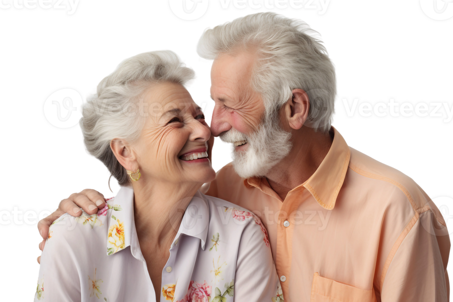 AI generated Relaxed Elderly Couples Shot on Transparent Background. png
