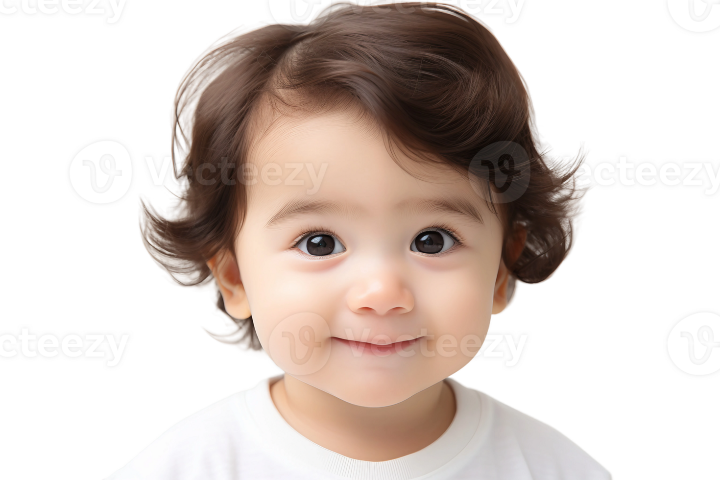 AI generated Adorable Baby's Innocent Face on Transparent Background. png