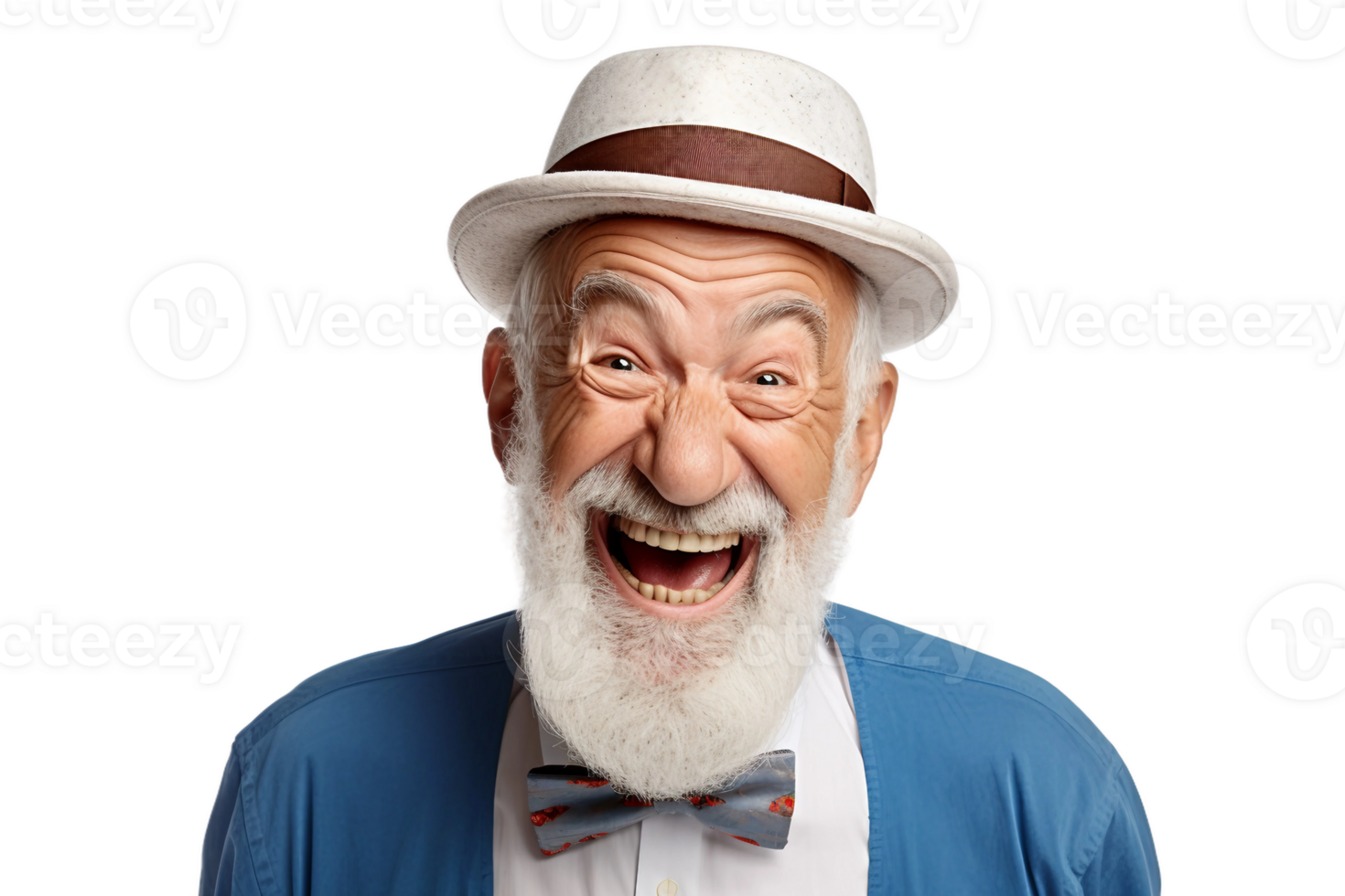 AI generated Happy Old Man with a Kind Expression on a Transparent Background. png