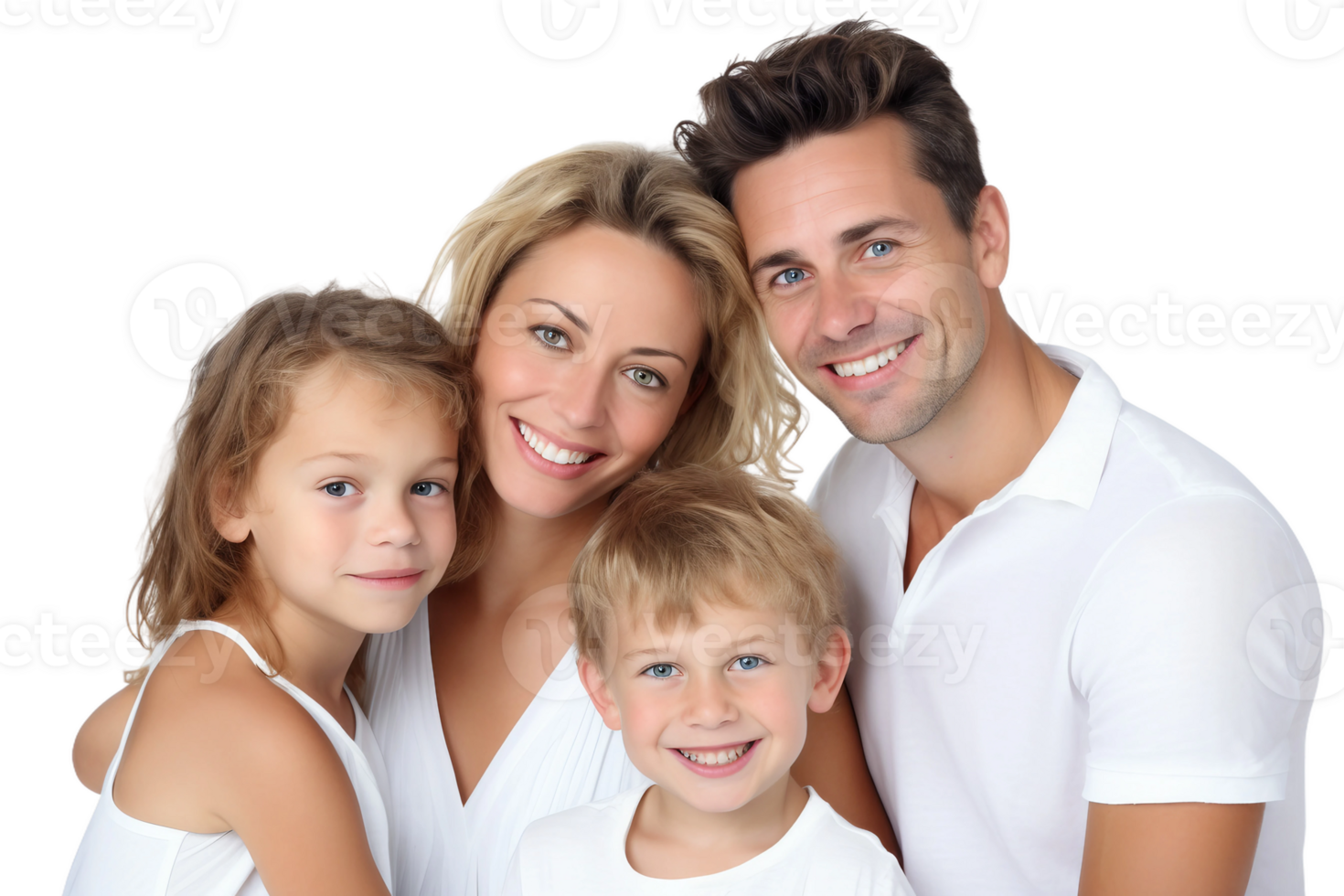 AI generated Close Shot of Parents with Their Children on a Transparent Background. png