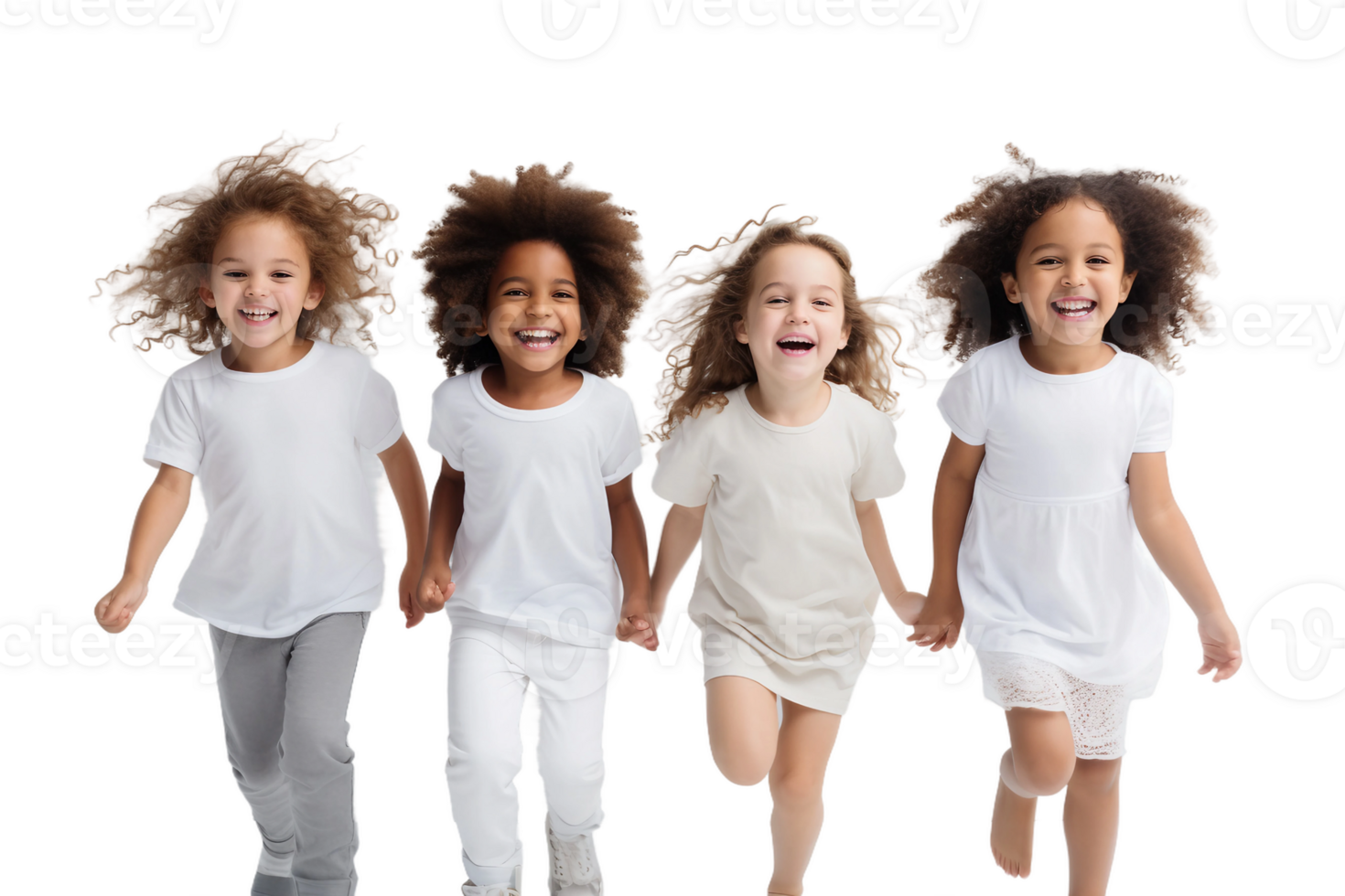 AI generated Cheerful Kids Playing and Laughing on a Transparent Background. png