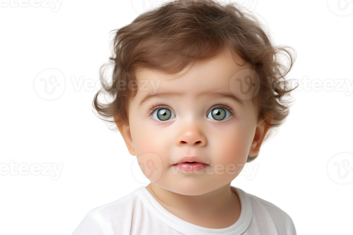 AI generated Adorable Baby's Innocent Face on Transparent Background. png