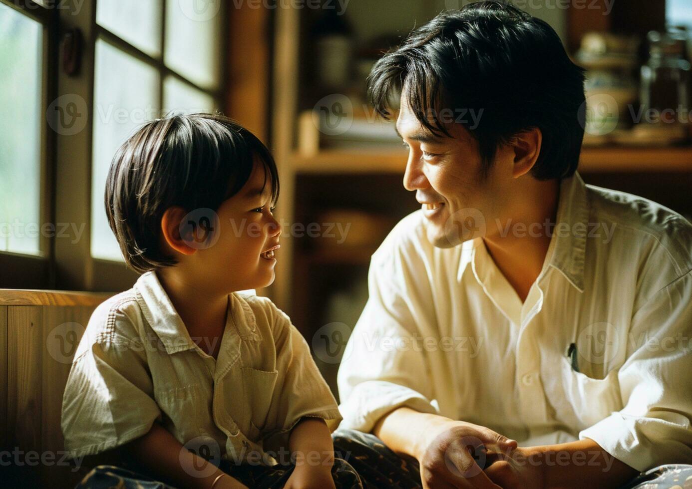 AI generated Father and son embracing the love for each other photo