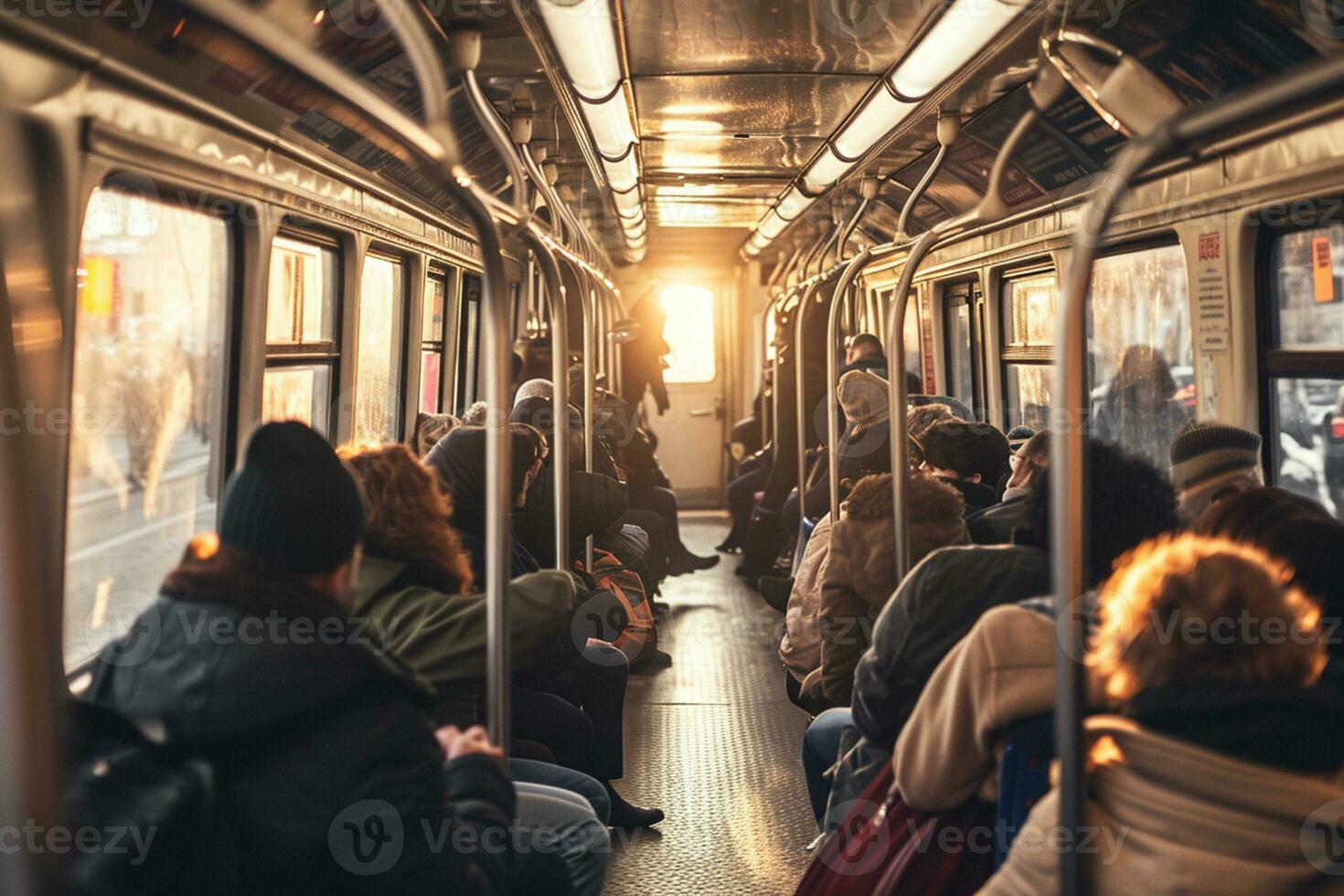 AI generated Passenger on a train heading to town photo