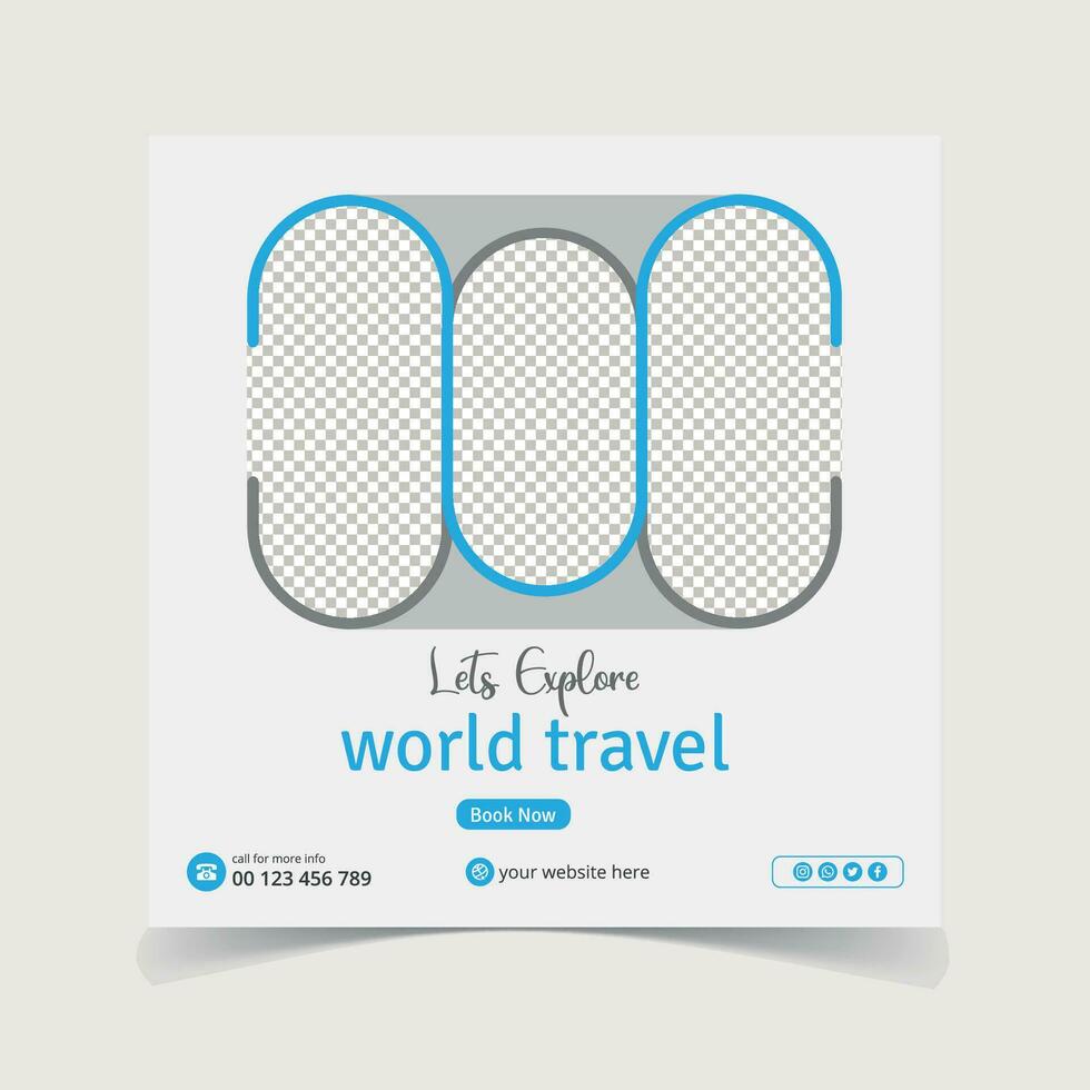 World travel agency social media post banner design vector