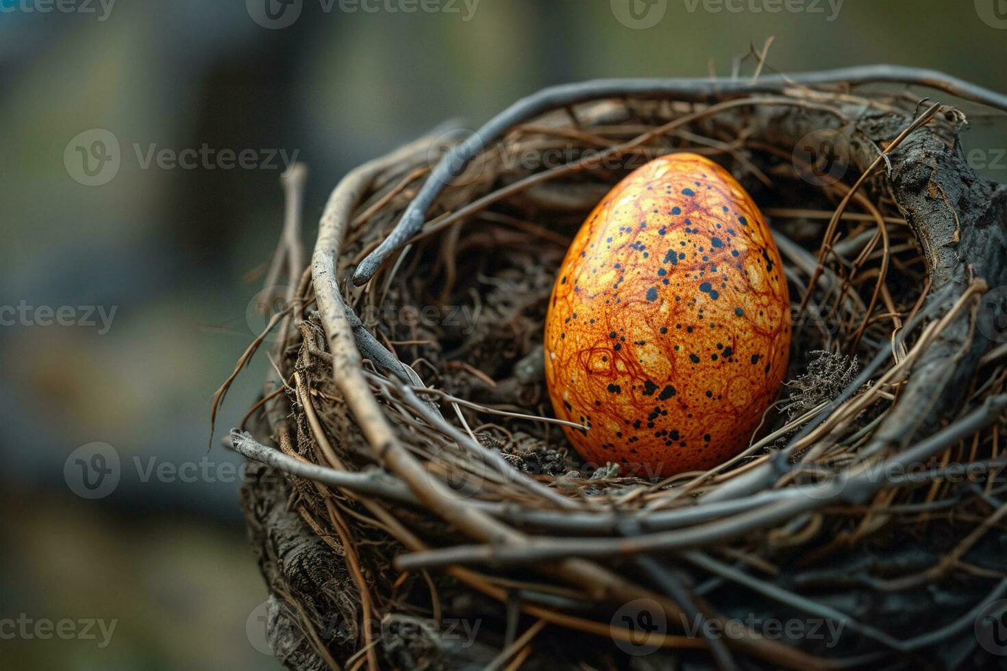 AI generated easter eggs on a bowl with copy space photo