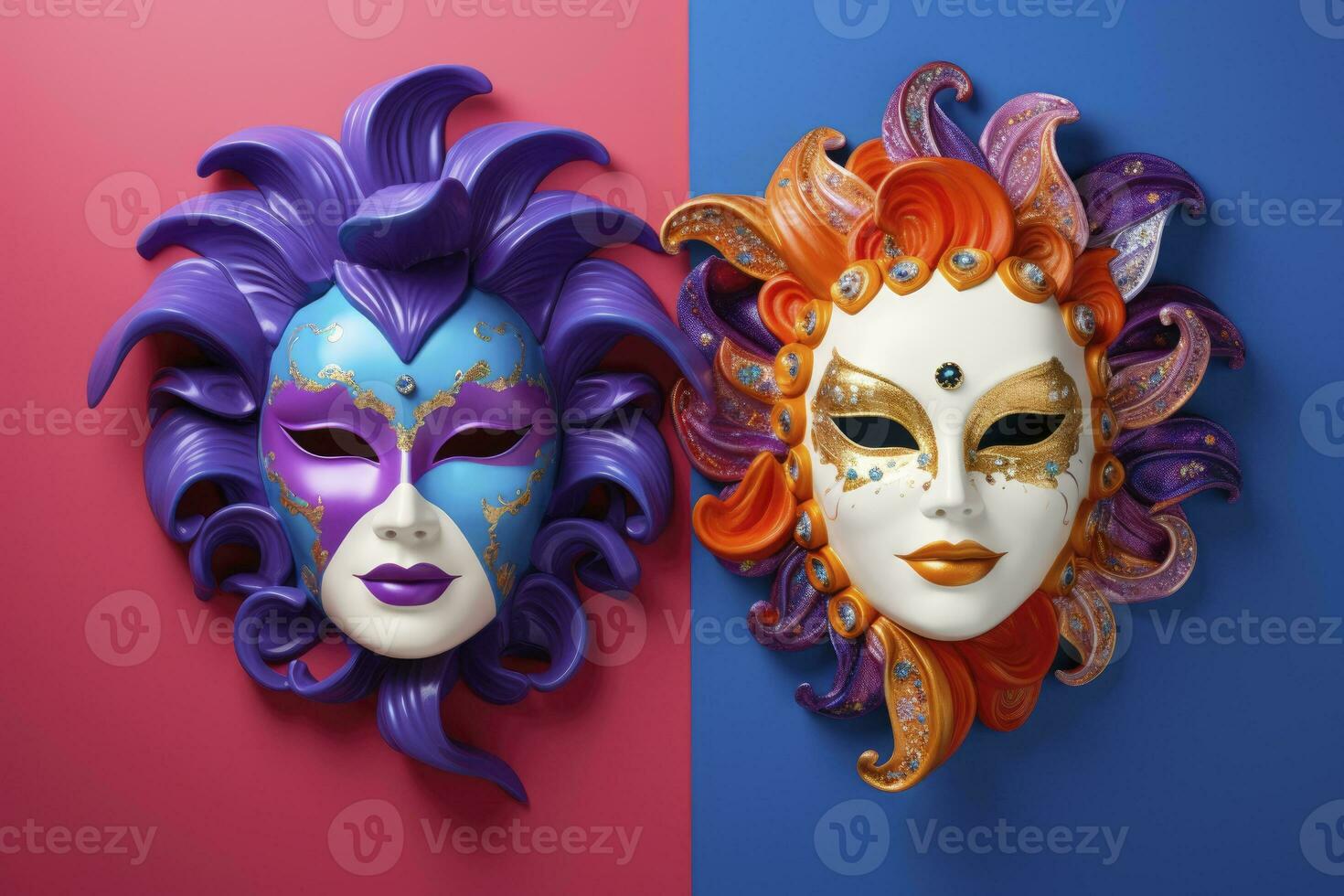 AI generated colorful Venetian carnival masks. generative ai photo