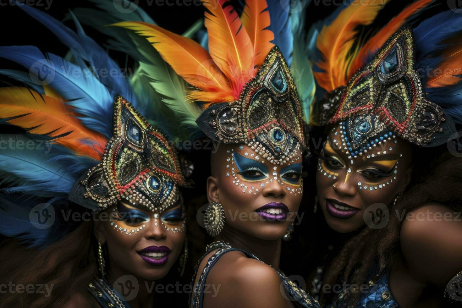 AI generated Women having fun at carnival. generative ai photo