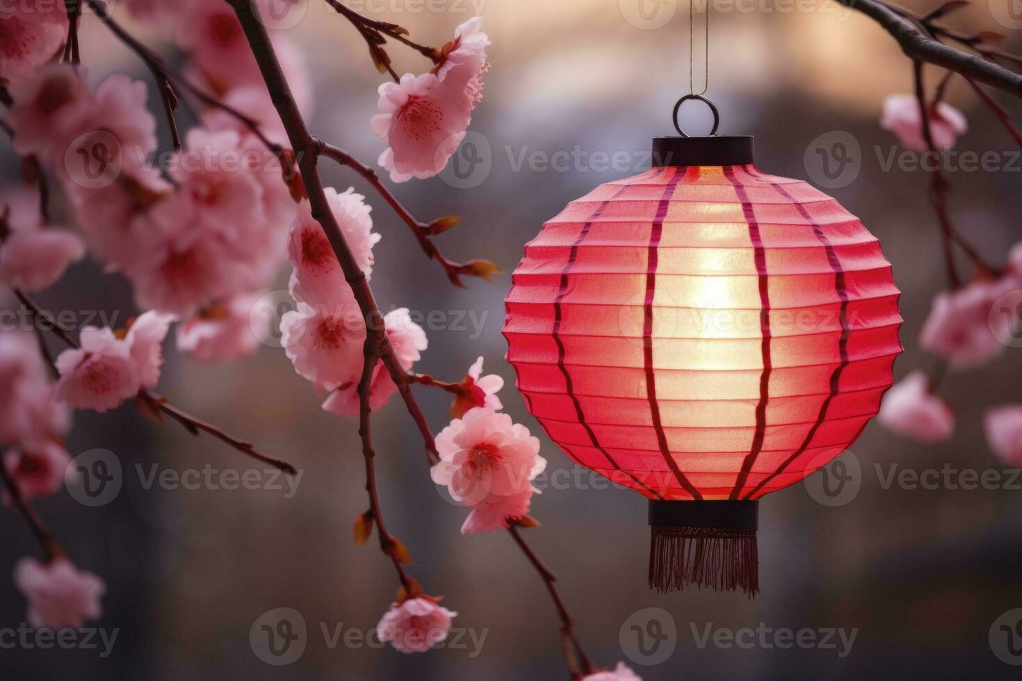 AI generated traditional Chinese hanging lanterns. Generative ai photo