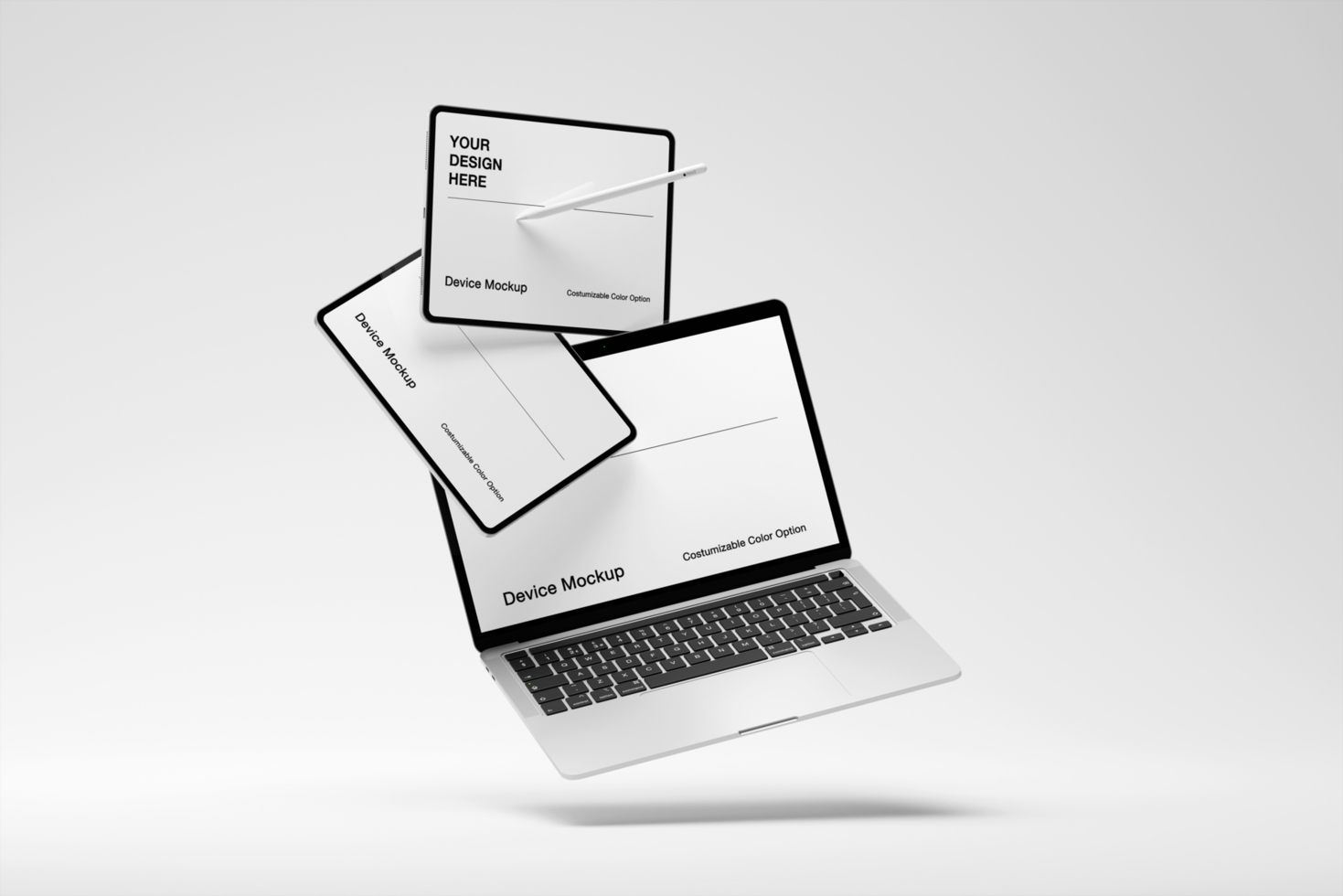 3d device mockup with realistic and minimal background psd
