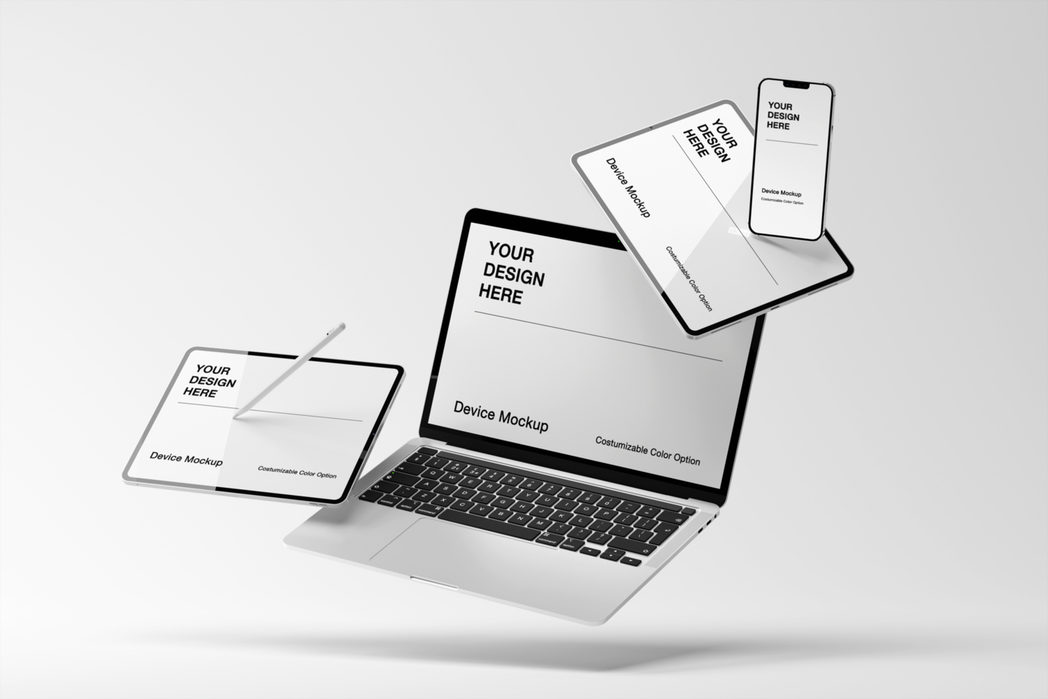 Device mockup with modern background and realistic scene psd