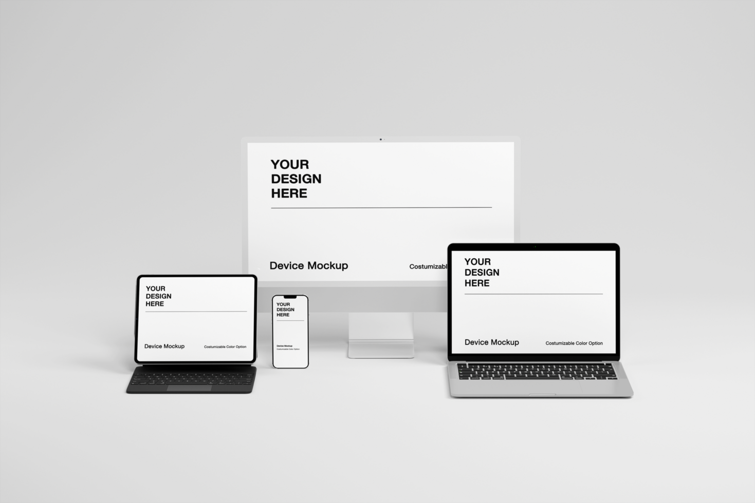 Device mockup with shadow background and realistic scene psd