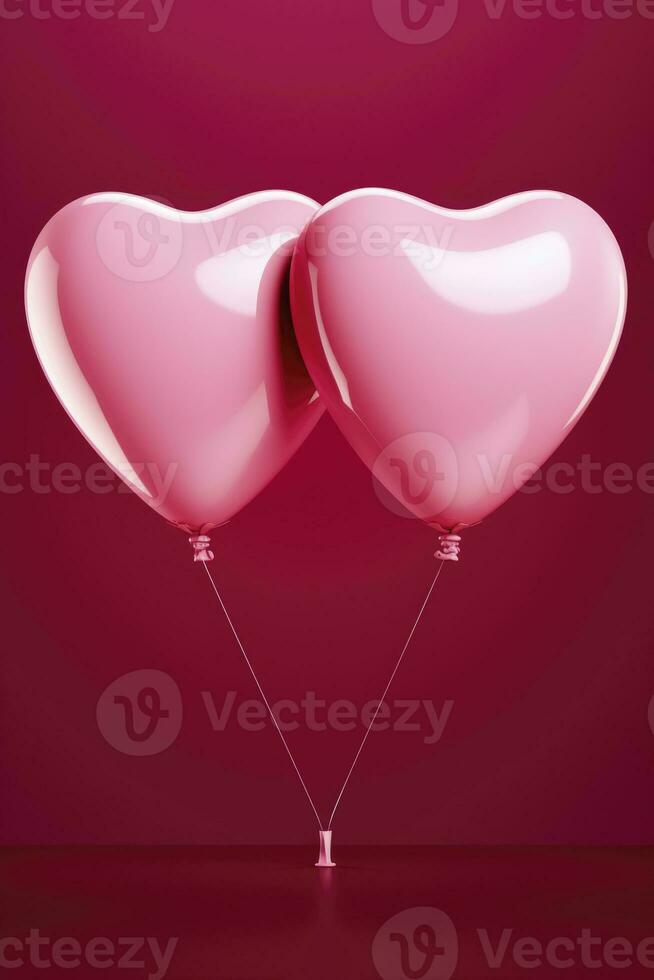 AI generated heart shaped paper banner on pink background, generative ai photo