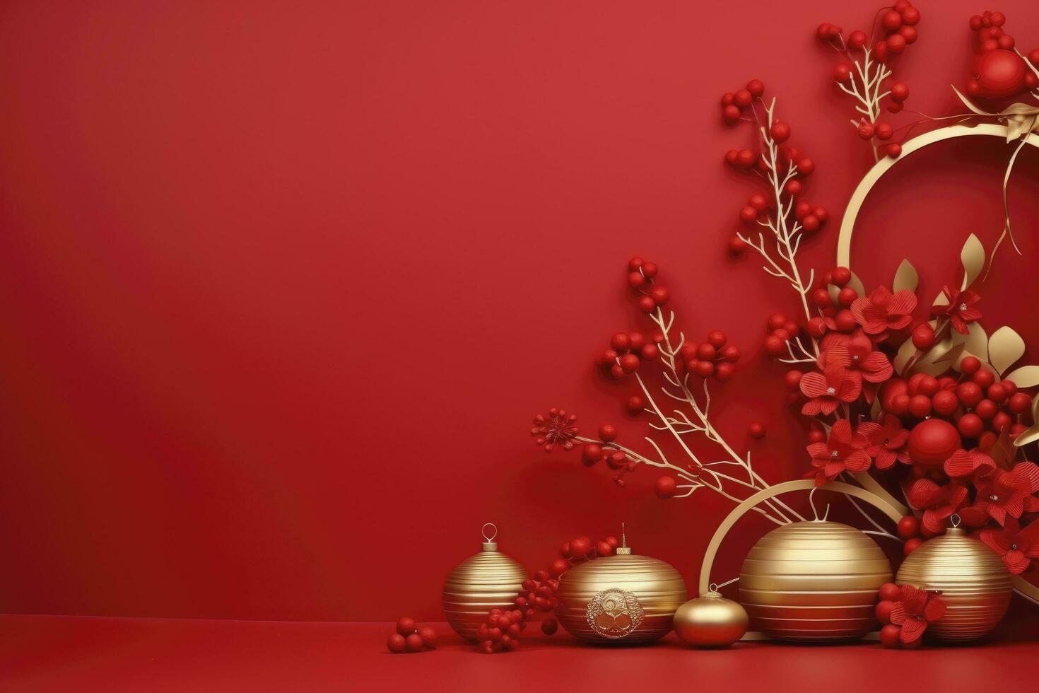 AI generated Chinese New Year 2024, new year decoration with lanterns. generative ai photo