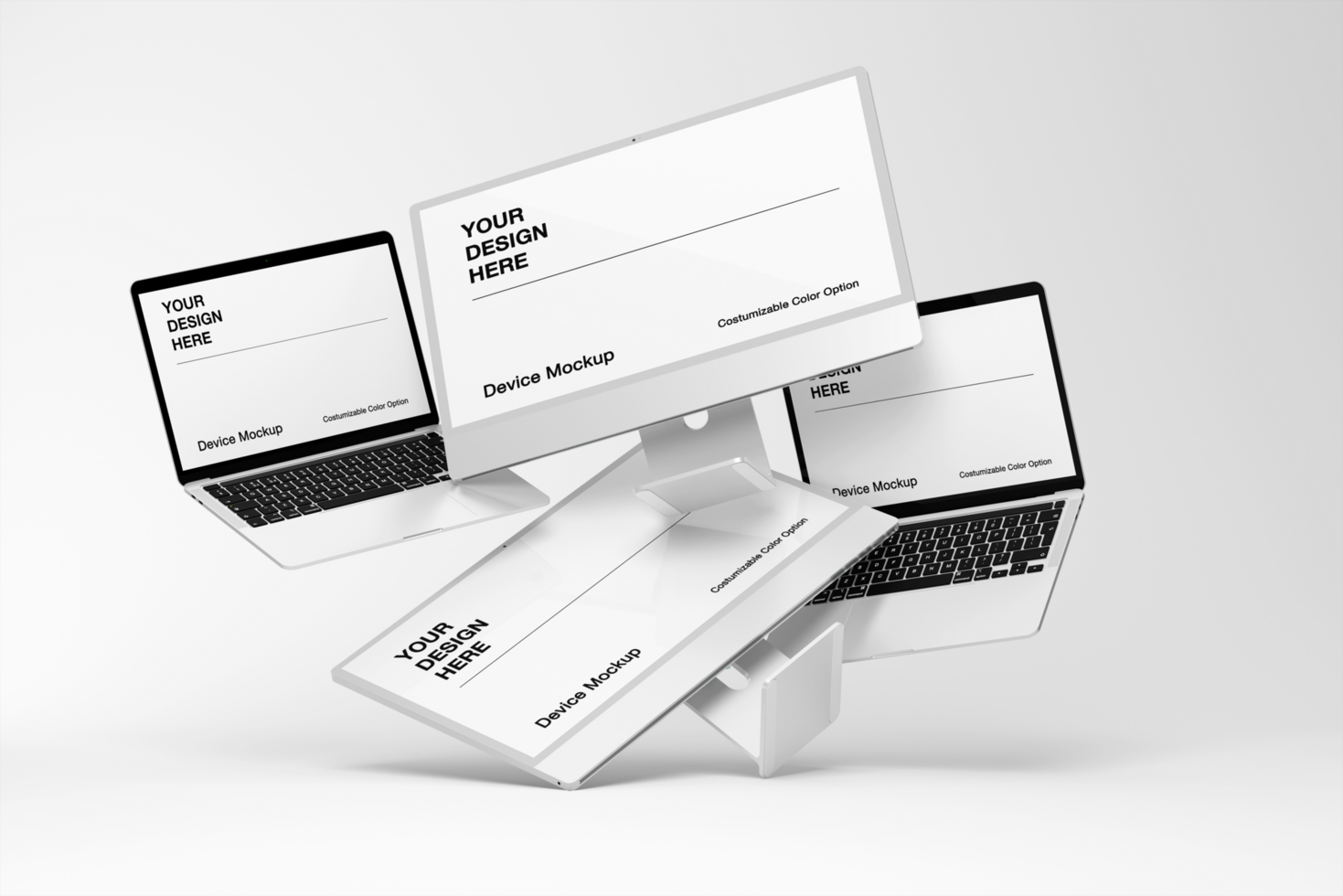 Minimalist device mockup with realistic scene and shadow background psd