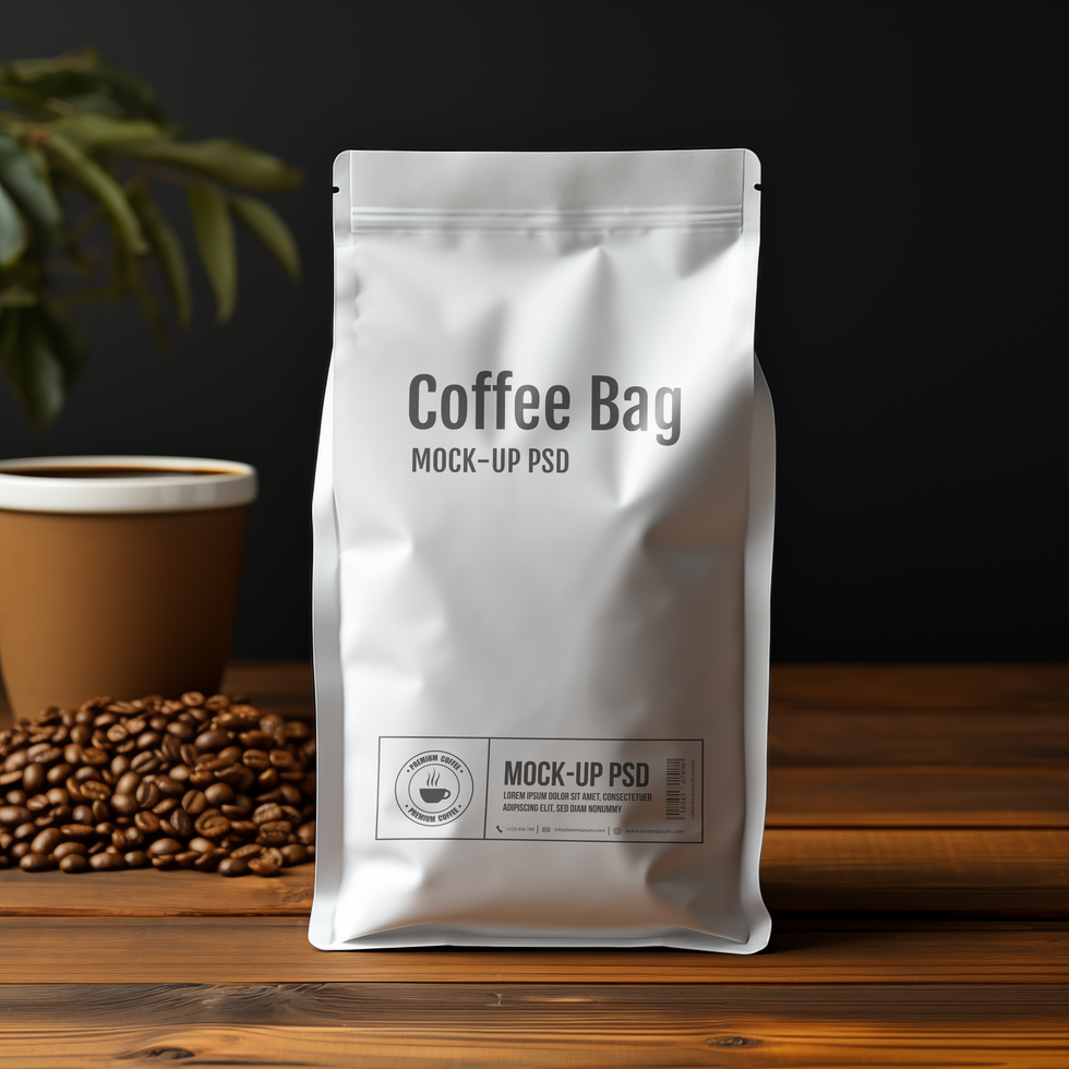 AI generated Coffee paper bag mockup psd