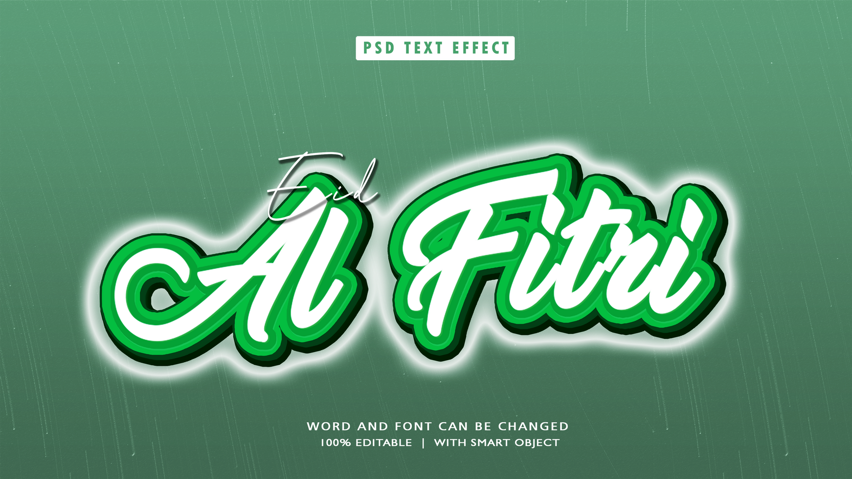 Eid Al Fitri 3D Editable Text Effects psd