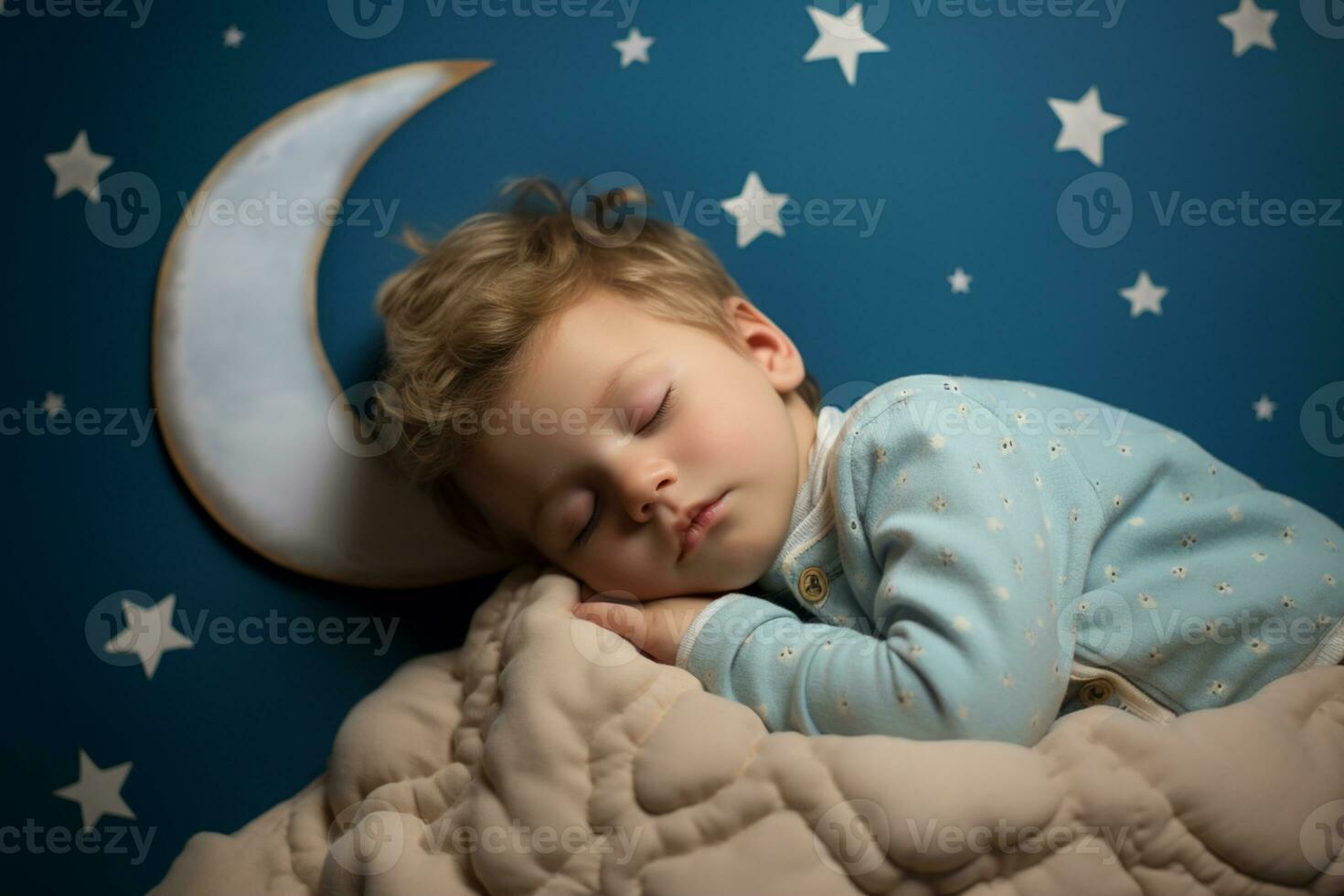 AI generated a baby boy sleeping quietly photo
