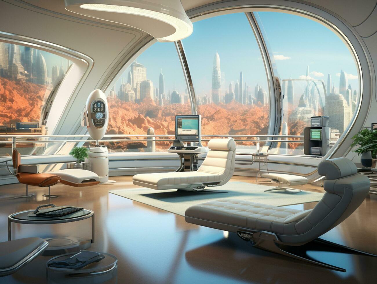 AI generated Modern Living Room Futuristic Interior AI Generative photo