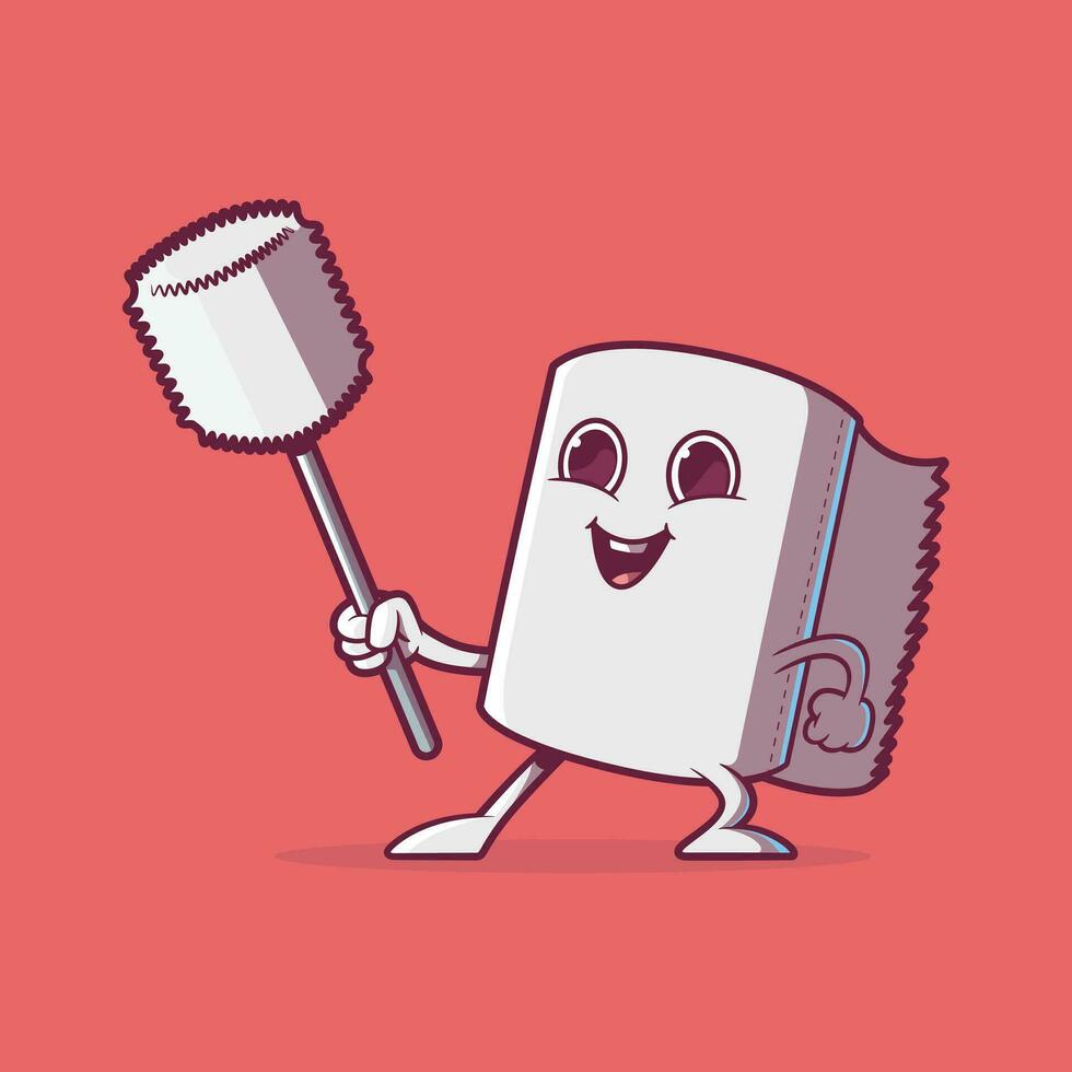 Toilet paper roll character vector illustration. Hygiene, funny, clean design concept.