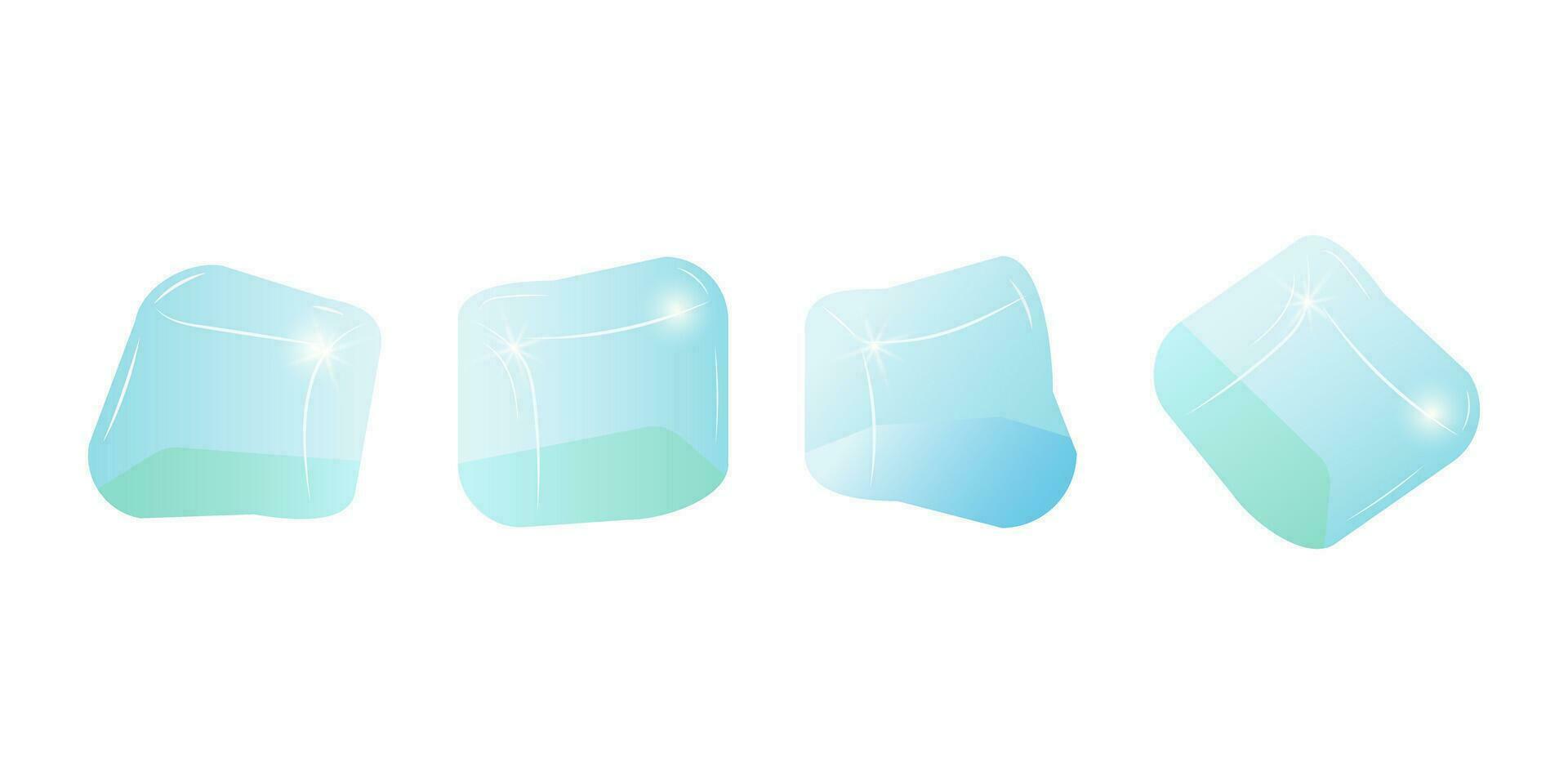 Transparent glass cube shapes in realistic style. vector