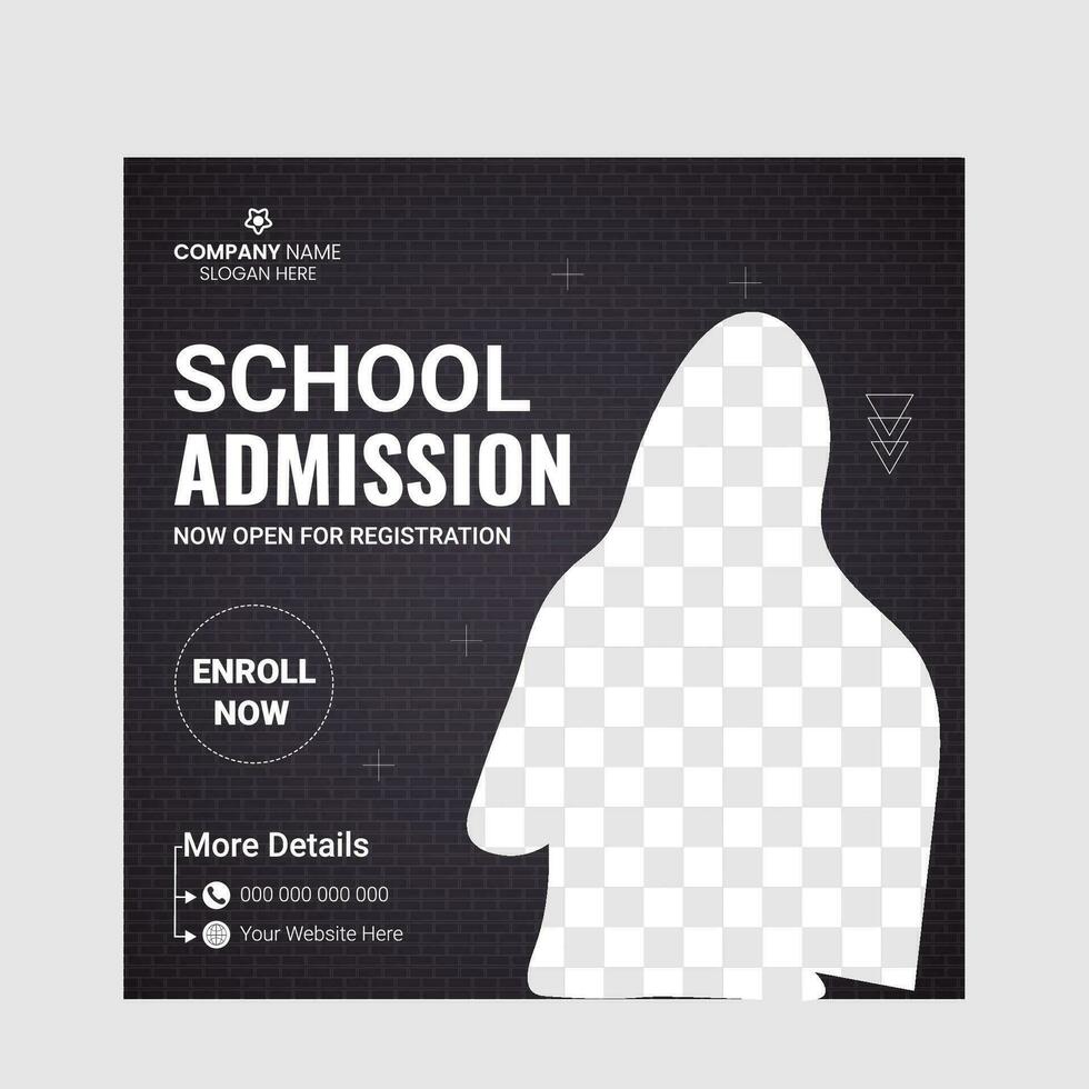 School Admission Social Media Post Template vector