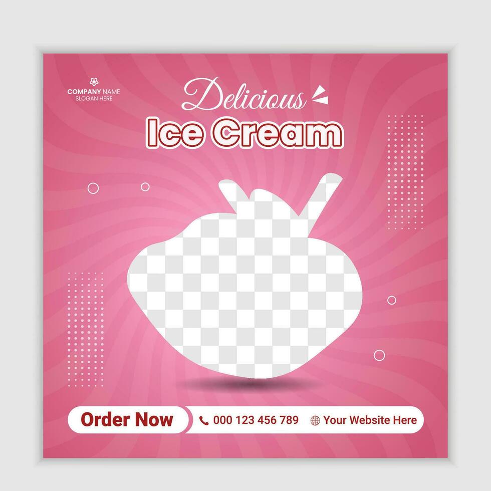 Ice Cream Social Media post Template vector