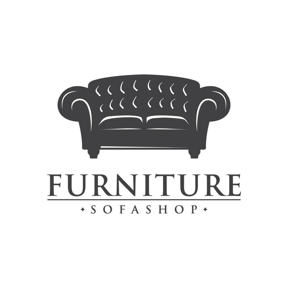 sofá mueble silueta logo diseño vector