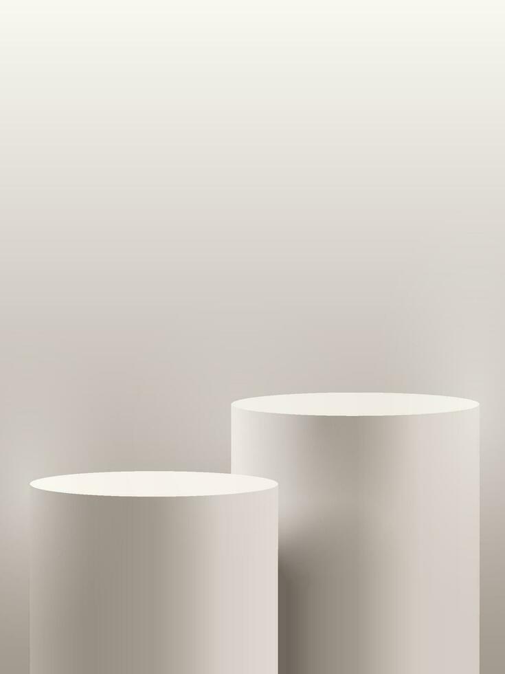 Two simple and minimal white podiums for display products on a white background vector