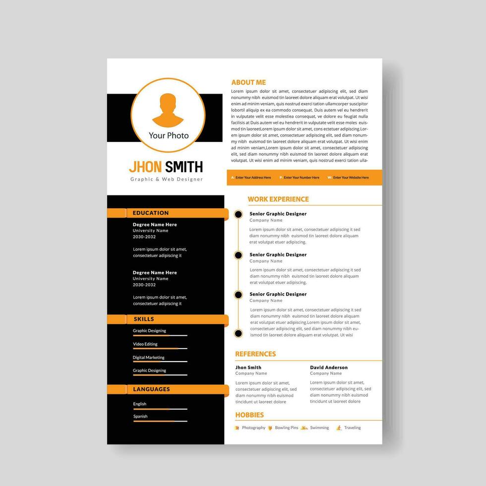 Professional Cv or resume template vector