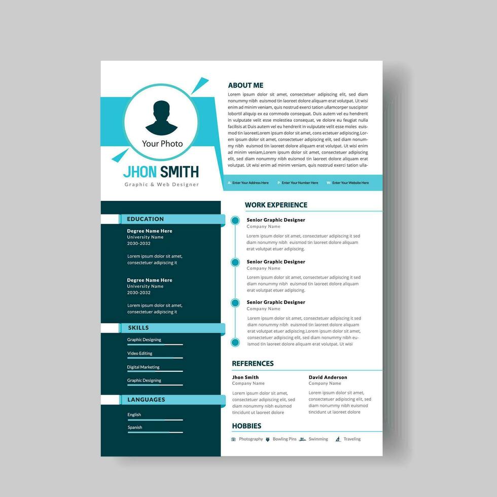 Professional Cv or resume template vector