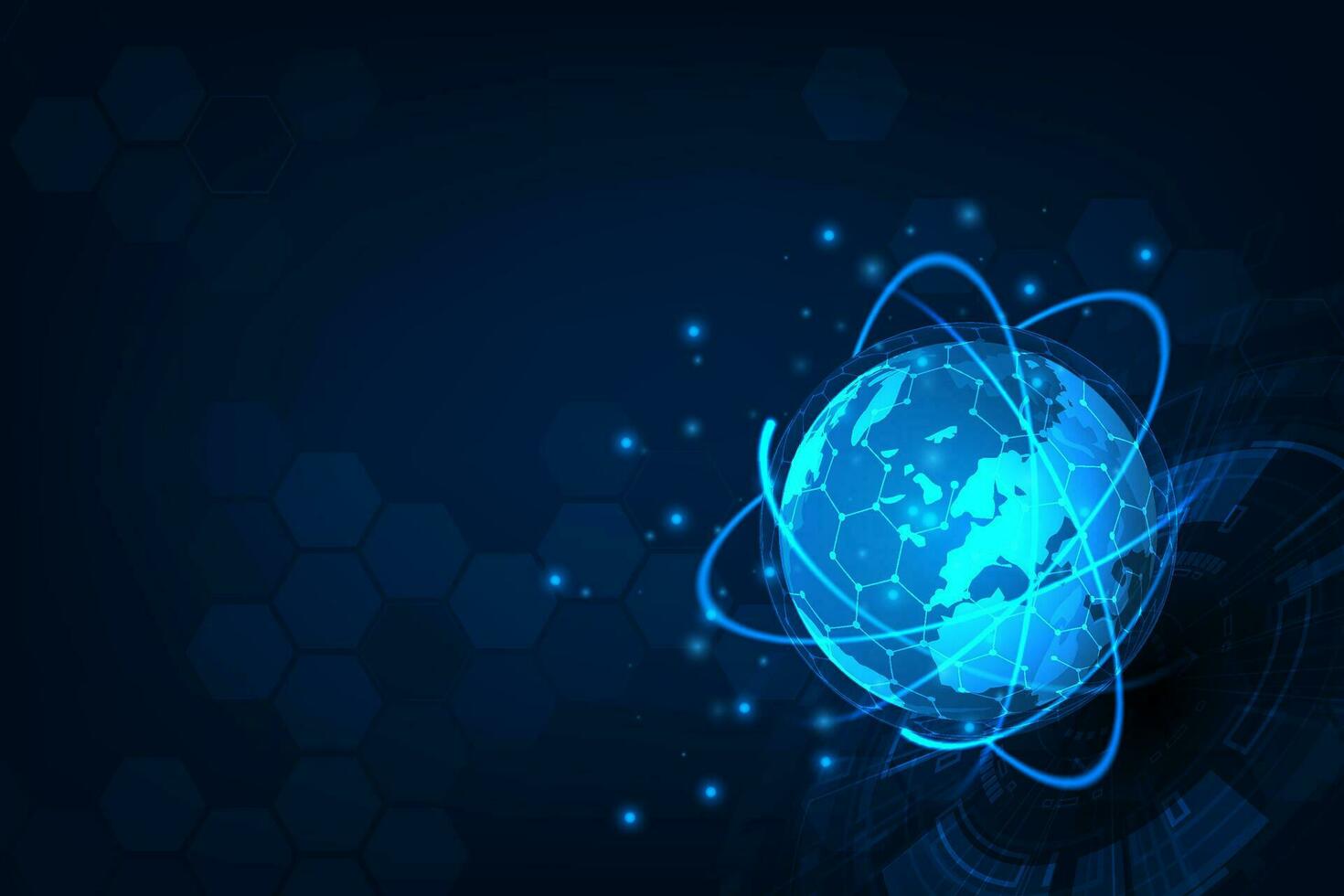 Vector global social network. Blue technology futuristic abstract background.