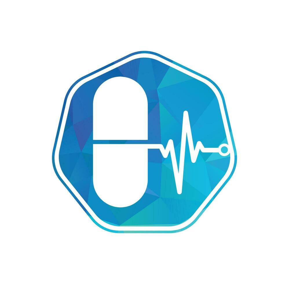 Medical capsule vector logo template. This design use capsule and pulse symbol