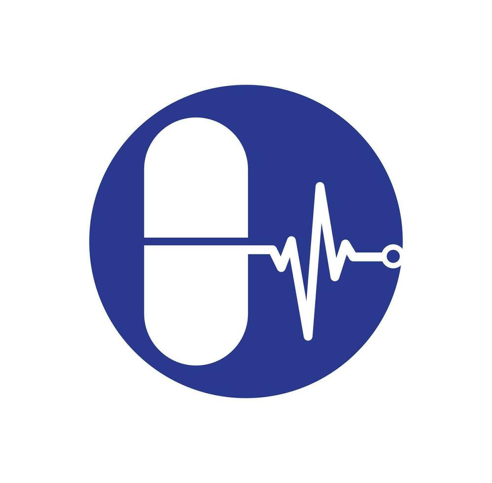 Medical capsule vector logo template. This design use capsule and pulse symbol