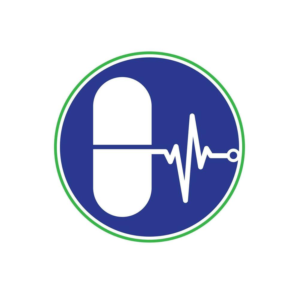 Medical capsule vector logo template. This design use capsule and pulse symbol