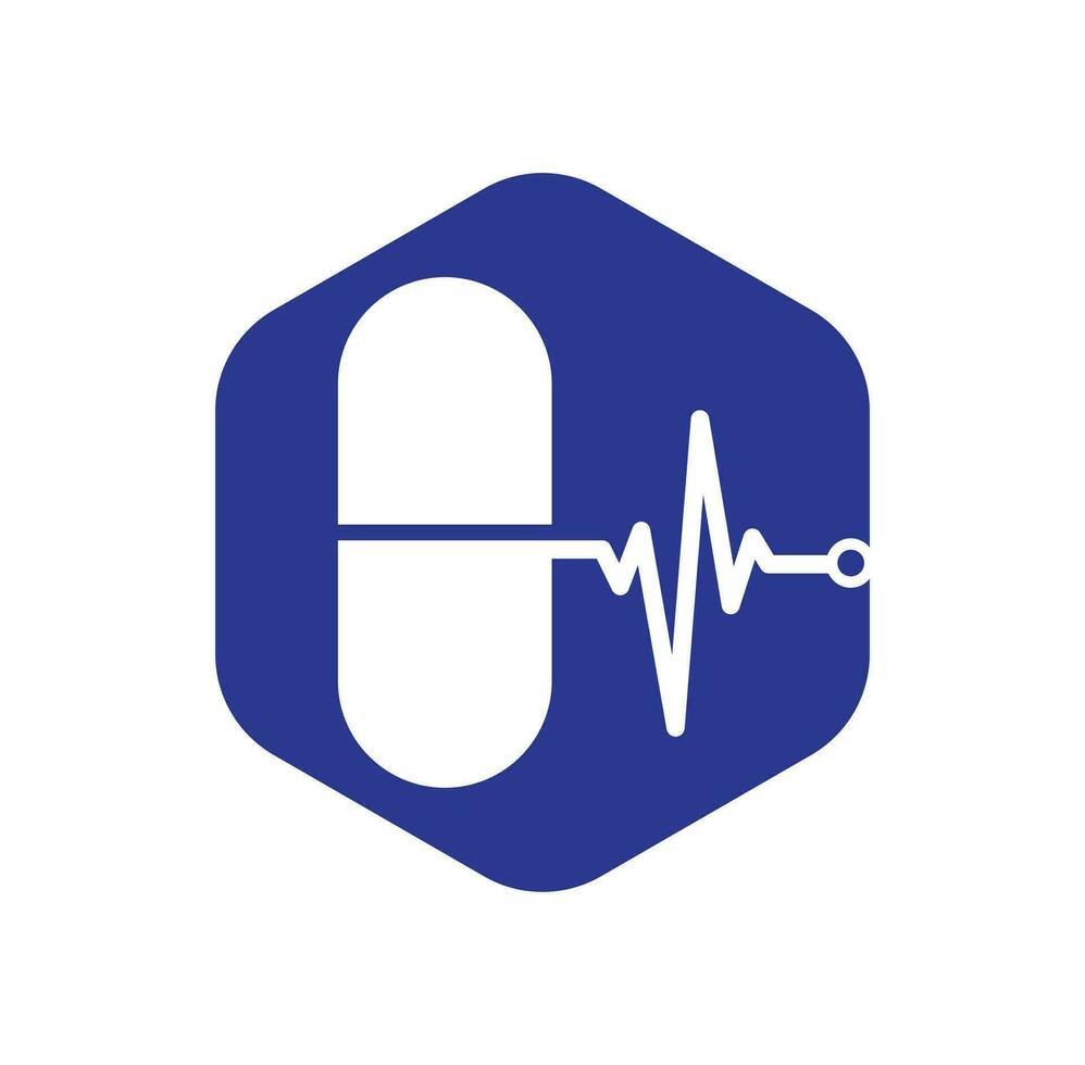 Medical capsule vector logo template. This design use capsule and pulse symbol