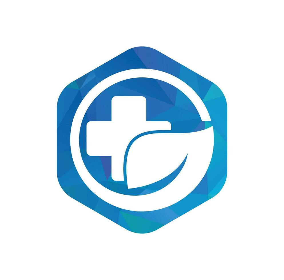 Cross leaf logo design vector icon. Nature medical logo template icon logo