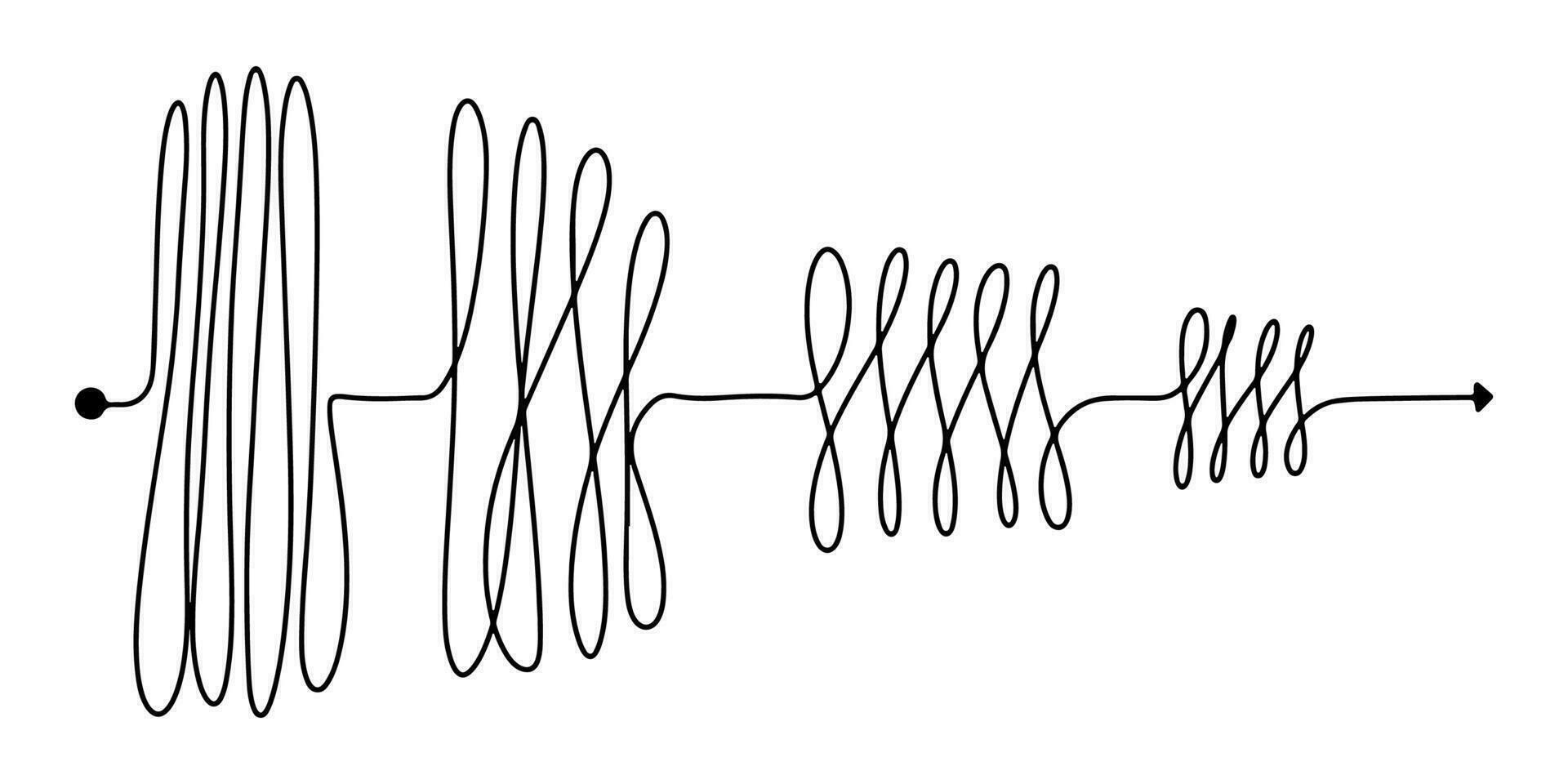 concepto de transición desde Complicado a simple. garabatear línea caos Escribiendo. vector ilustración