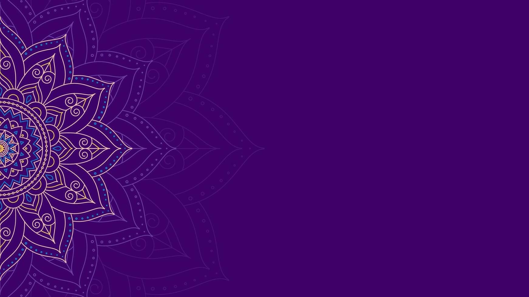 Opulent Purple Serenity Of Mandala Border Horizontal Vector Background