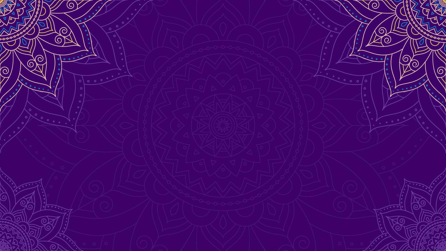 Mystical Purple Of Ornamental Mandala Allure Horizontal Vector Background