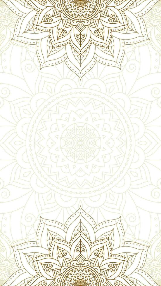 Soft Gold Lattice Mandala Ornamentation in Pale White Vertical Vector Background