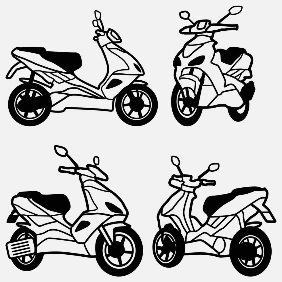 motorcycle illustration line art vector