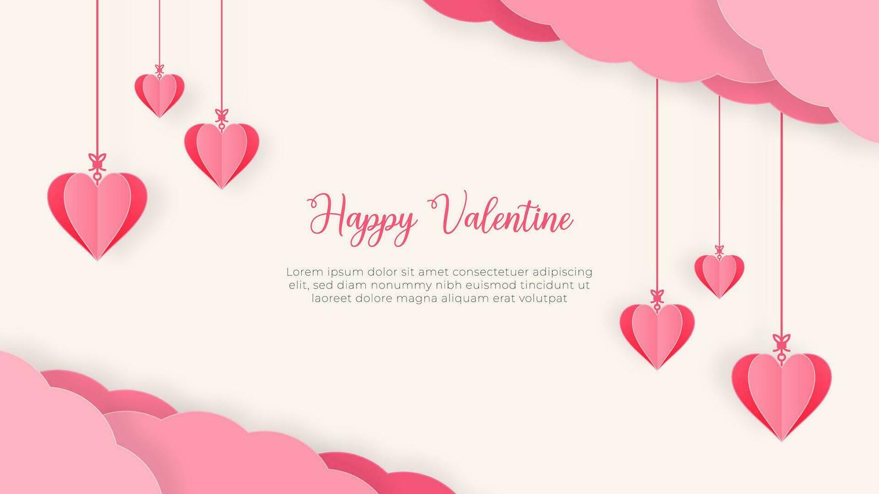 Whispers of Love Romantic Backdrop with Heart Hangings and Clouds Paper