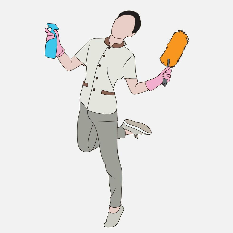 cleaningm house illustration line art vector