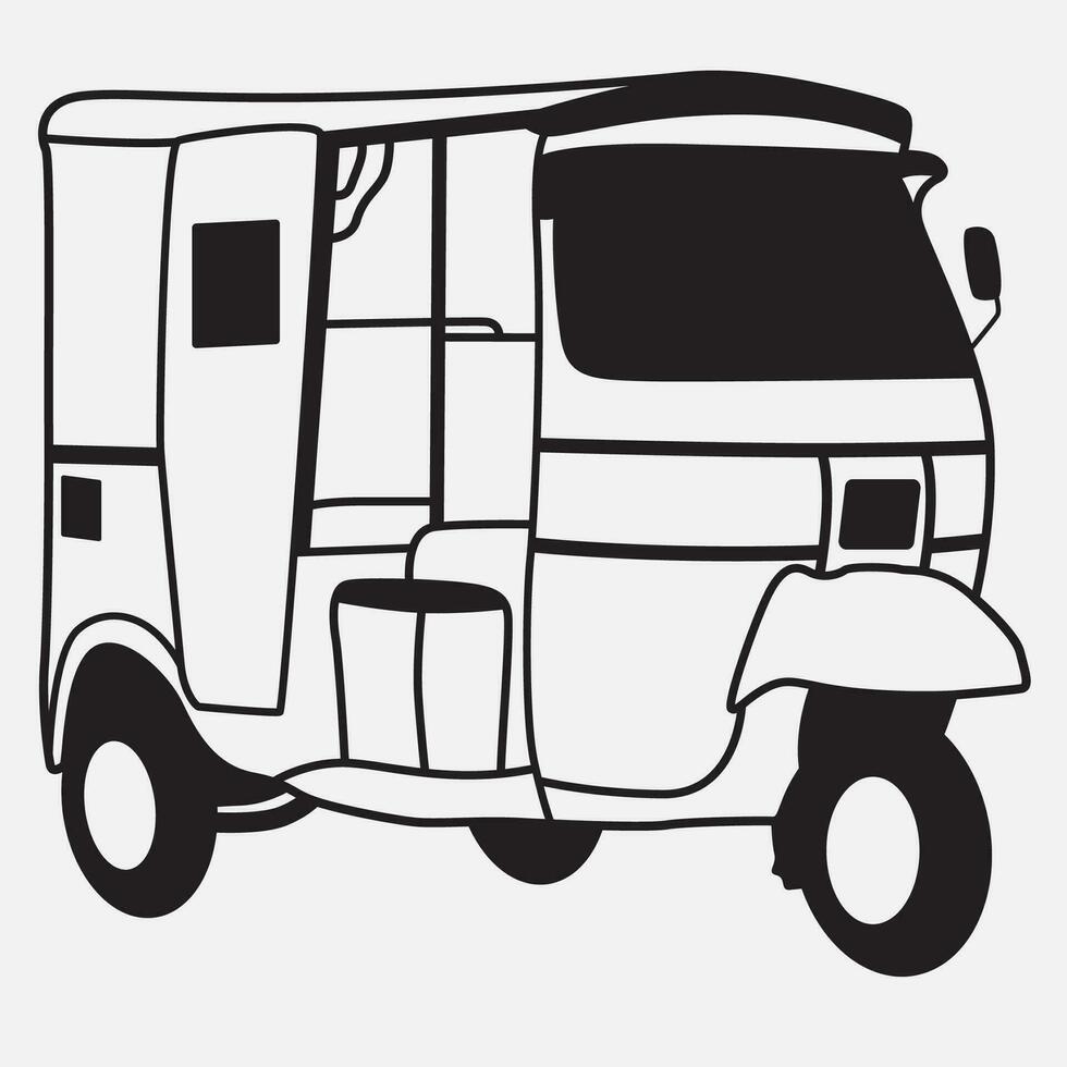 auto rickshaw illustration line art vector