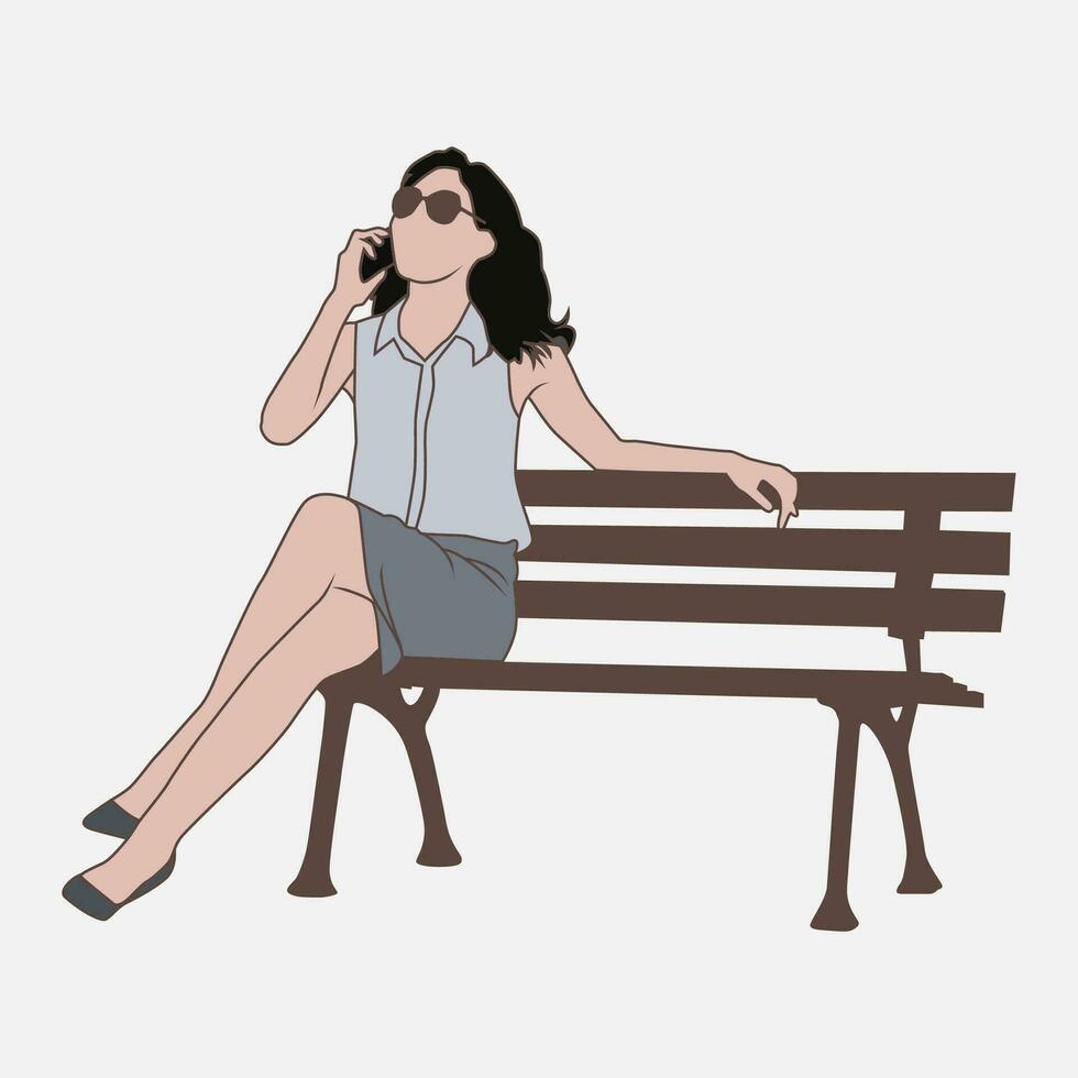 sitting on chair illustration line art vector