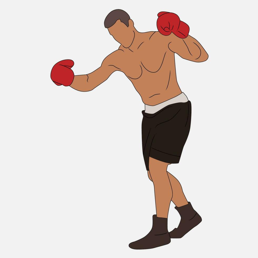 boxing illustration line art vector