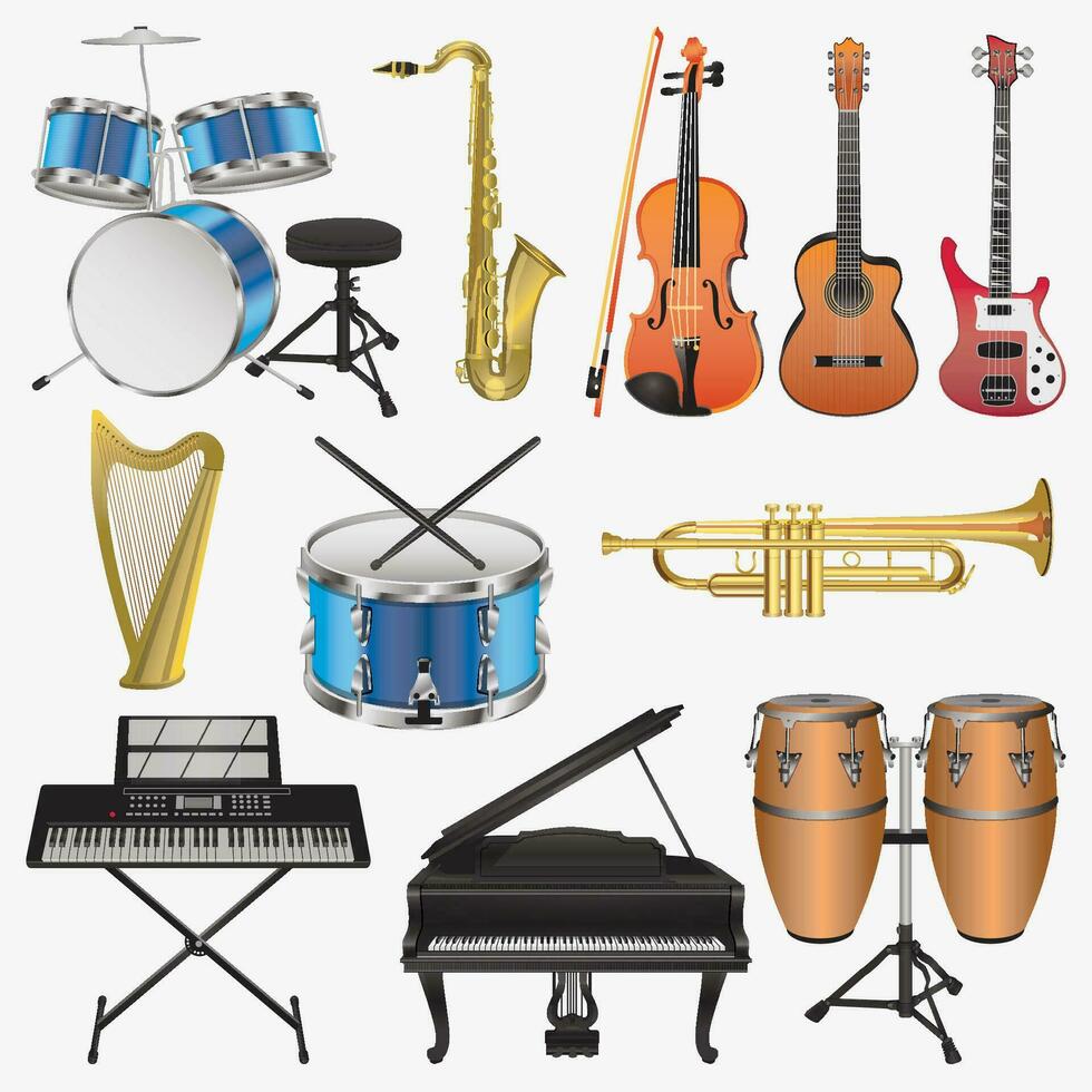 conjunto de instrumentos musicales vector