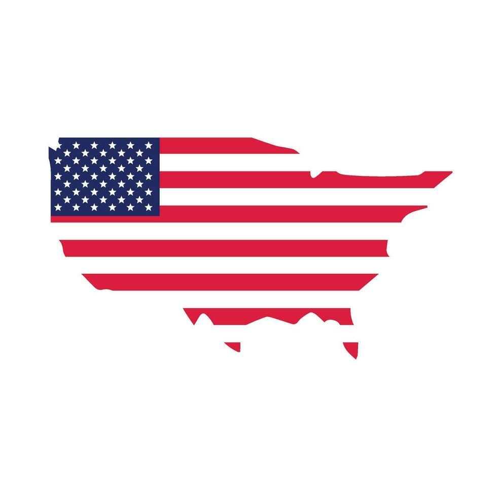 mapa y bandera de America icono en blanco antecedentes vector