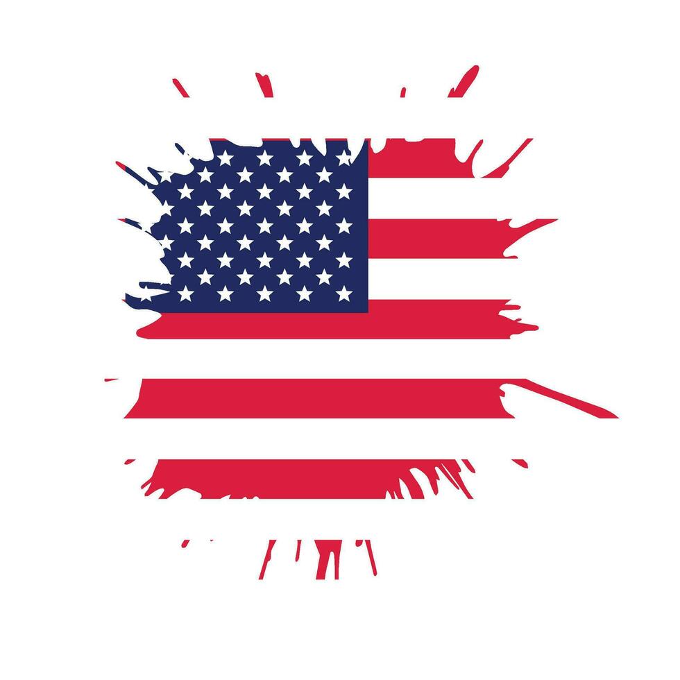 Flag of USA in brush stroke background. vector
